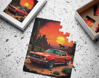 30 Piece Jigsaw Puzzle for Seniors with Dementia | Vintage Classic Mustang Car Puzzle | Memory Care Gift for Elderly Adults