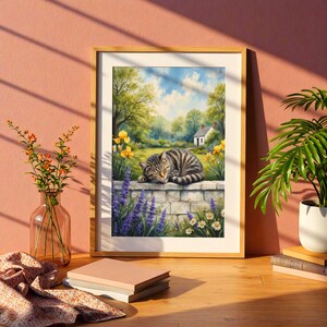 30 Piece Dementia Jigsaw Puzzle for Seniors | Sleeping Cat Cottage Garden Puzzle | Watercolor Cat Gift for Elderly Adults and Caregivers image 3