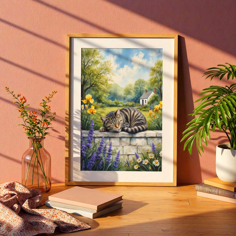30 Piece Dementia Jigsaw Puzzle for Seniors | Sleeping Cat Cottage Garden Puzzle | Watercolor Cat Gift for Elderly Adults and Caregivers image 3