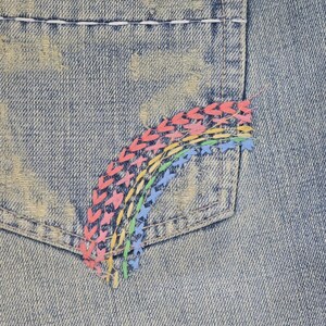 Joe's Jeans Mendrix Lite Rainbow Stitch Bell Bottom Flare 28 J00101 Y2K Boho imagen 2