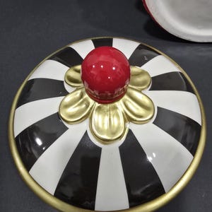 Cascanueces de cerámica Buckingham, imitación de Mackenzie Childs, tarro de galletas de 11.5" imagen 10
