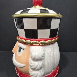 Cascanueces de cerámica Buckingham, imitación de Mackenzie Childs, tarro de galletas de 11.5" imagen 4