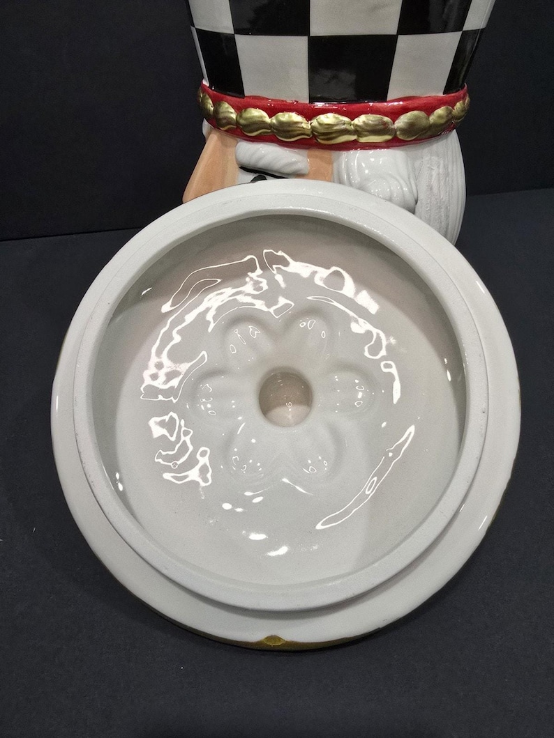 Cascanueces de cerámica Buckingham, imitación de Mackenzie Childs, tarro de galletas de 11.5" imagen 6