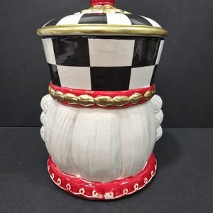 Cascanueces de cerámica Buckingham, imitación de Mackenzie Childs, tarro de galletas de 11.5" imagen 3