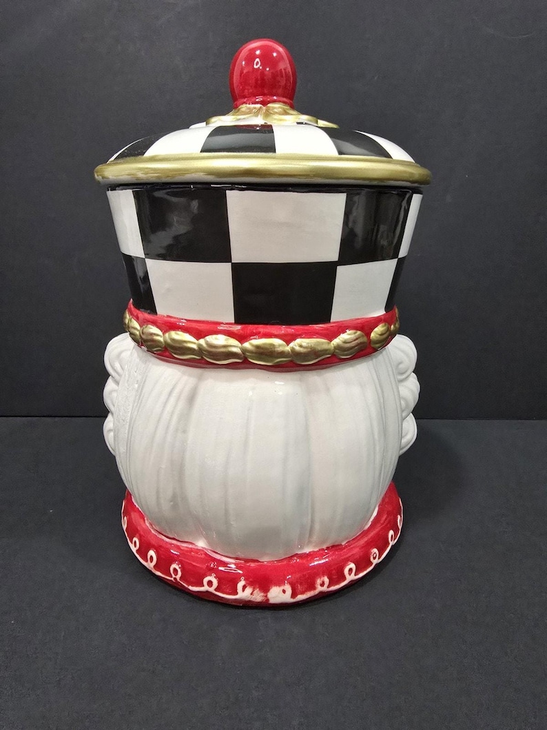 Cascanueces de cerámica Buckingham, imitación de Mackenzie Childs, tarro de galletas de 11.5" imagen 3