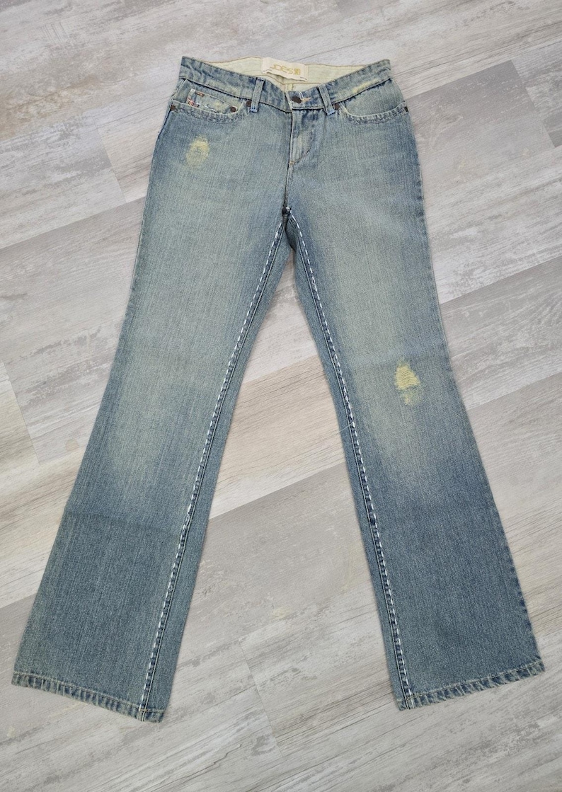 Joe's Jeans Mendrix Lite Rainbow Stitch Bell Bottom Flare 28 J00101 Y2K Boho imagen 3