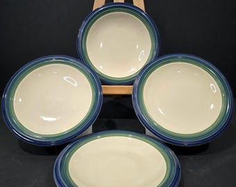 4 Pfaltzgraff Ocean Breeze 8" Salad / Bread Plates - USA Made Vintage