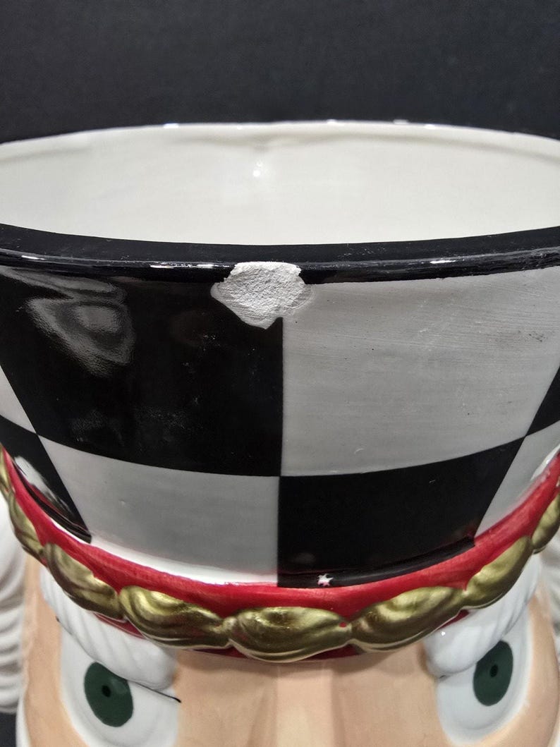 Cascanueces de cerámica Buckingham, imitación de Mackenzie Childs, tarro de galletas de 11.5" imagen 8