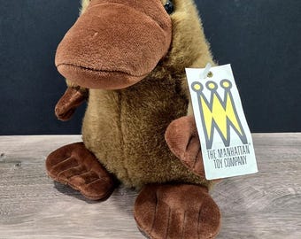 ¡Peluche de ornitorrinco vintage de Manhattan Toy Company, año 1997, 9”, nuevo en embalaje original!