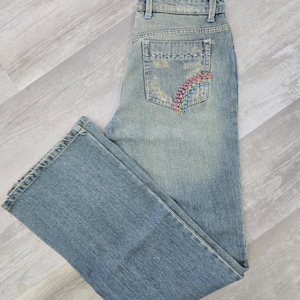 Joe's Jeans Mendrix Lite Rainbow Stitch Bell Bottom Flare 28 J00101 Y2K Boho imagen 1