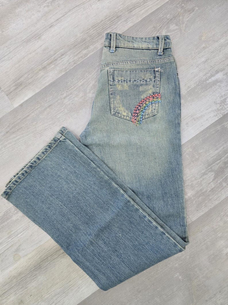 Joe's Jeans Mendrix Lite Rainbow Stitch Bell Bottom Flare 28 J00101 Y2K Boho imagen 1