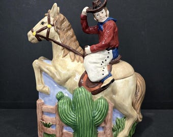 Country Western kakburk Cowboy på häst Nick & Nora från Boston Warehouse VTG
