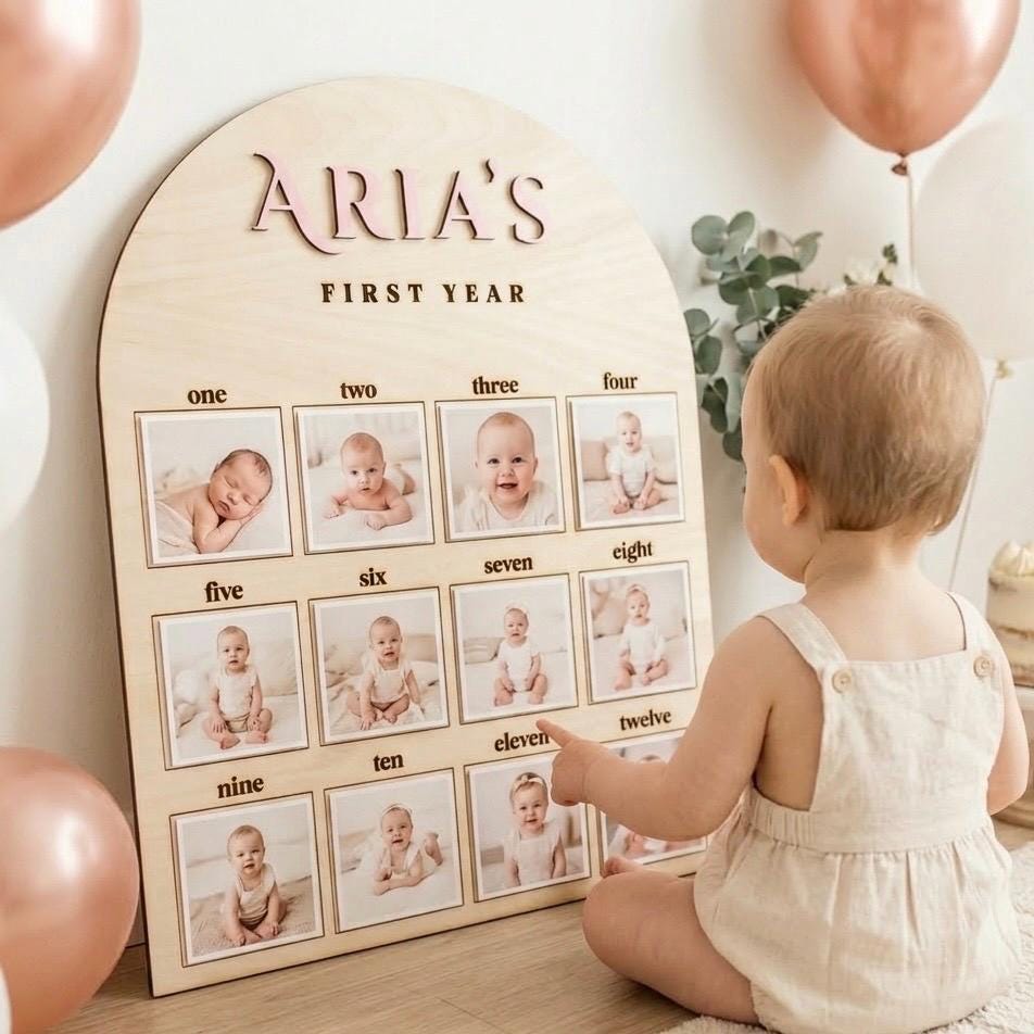 Baby's First Year Custom Name Photo Boards, Milestone Signs, Birthday ...