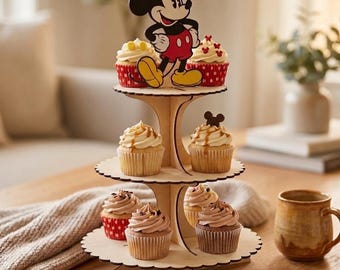 Benutzerdefiniertes Thema farbiger hölzerner Cupcake-Muffin-Desserthalter, personalisierter abgestufter Ständer für Geburtstagsfeiern und Hochzeiten, Herzstückanzeige
