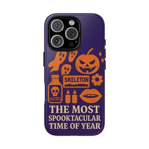 Halloween Phone Case, Spooky Skeleton Design, Fall Decor, October Gift, Witchy Aesthetic, Pumpkin Love