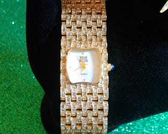 500 Crystals!  Nolan Miller Plaza Women's Watch from 1990s Glamour Collection