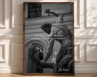 Stoic Philosophy Mindset Motivation Art Print, Daily Inspirational Wall Art.