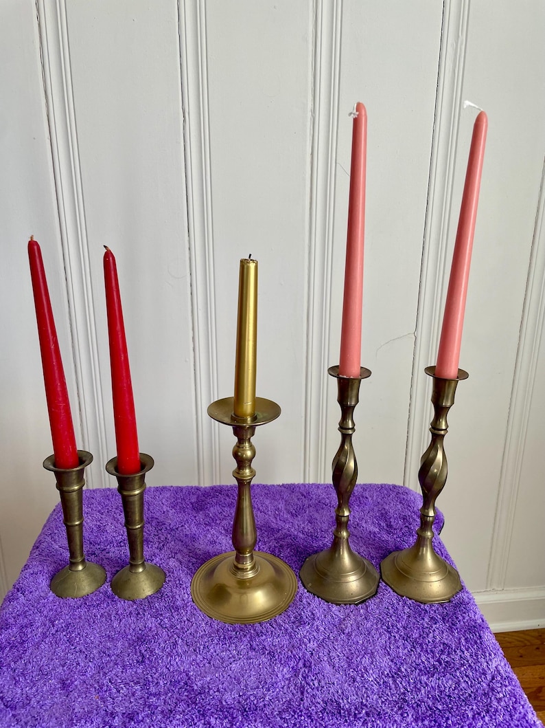 Vintage Brass Candlesticks image 1