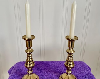 Vintage Brass Beehive Candlesticks