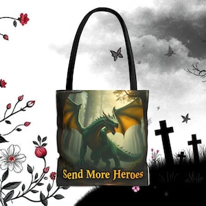 Dragon Picture Tote Bag - Forest Design, Reusable Shopping Bag, Eco-friendly Shoulder Bag, Gift for Nature Lovers, Fantasy Art Carryall,