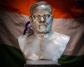 Busto de Narendra Modi | Escultura en Resina | Primer Ministro de la India | Efecto Mármol Blanco | Decoración Política y Coleccionismo