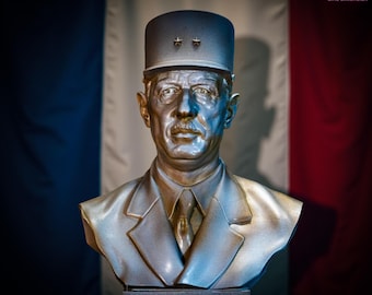 Charles de Gaulle – Escultura en Resina | Busto Decorativo | Figura Histórica Pintada a Mano