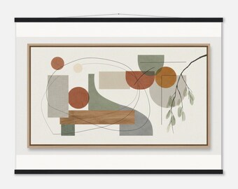 Japandi Abstract Wall Art, Minimalist Boho Print, FSC Certified Paper, Magnetic Hanger