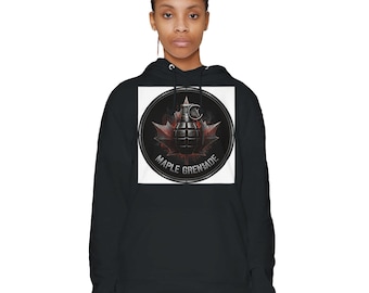 Maple Grenade Men's Black Hoodie Mid-Weight Pullover Streetwear Graphic Sweatshirt Gift