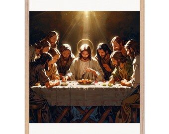 Christian Anime Last Supper Print | Oak Framed, Ready to Hang
