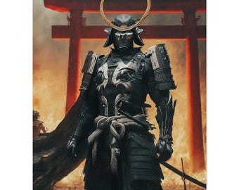 Museum-Quality Archival Matte Paper Poster: Imperial Cyber Samurai Warrior Digital Fantasy Art Print