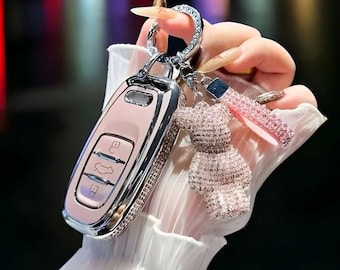 Funda para llave de coche Audi, funda rosa para llave de coche, protector de TPU, compatible con A4, A5, Q5, Q7, TT y más, llavero, accesorios para coche, idea de regalo.