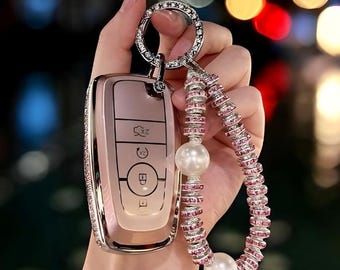 Schlüsselanhängerhülle für Ford, Autoschlüsselhülle aus TPU, passend für Ford Explorer, Edge, Mustang und weitere Modelle, Schlüsselanhängerhalter, Autozubehör, Geschenk