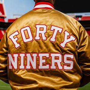 Handmade 49ers Satin Varsity Jacket: Retro San Francisco Bomber