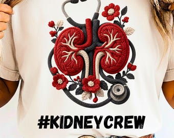 Floral Kidney Stethoscope SVG PNG PDF, Crochet Nephrology Nurse Gift (Digital Art)