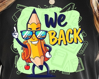 We Back to School png, potlood leraar clipart (digitale download)