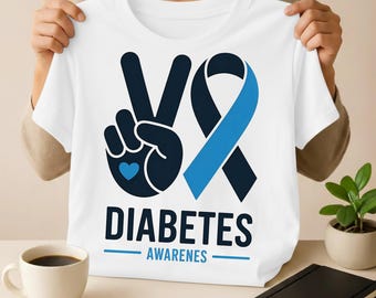 Diabetes Awareness Blue Ribbon SVG PNG PDF: T-Shirt Mug Decal (Digital Download)