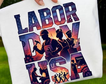 Labor Day USA Graphic, Patriotic Worker Appreciation, American Flag Typography (PNG PDF)