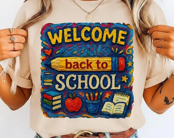 Back to School Impasto Painting Digital Design - PNG, SVG, PDF