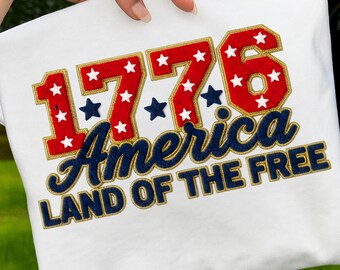 1776 America Chenille Patch Design, Retro Varsity Sublimation File (PNG SVG PDF)