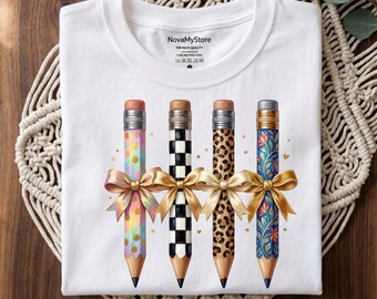 Pencil PNG Bundle, Leopard Print, Checkerboard, Floral Designs (Digital Download)