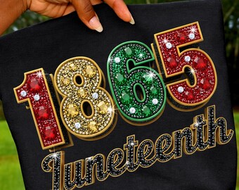 Juneteenth 1865 SVG PNG, 3D Jeweled Freedom Day Design (Digital Download)