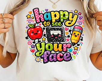 Happy To See Your Face Teacher Design, Apple Notebook Pencil SVG PNG (Instant Download)