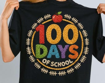 100 Days of School Knit Style Design – Classroom PNG SVG PDF