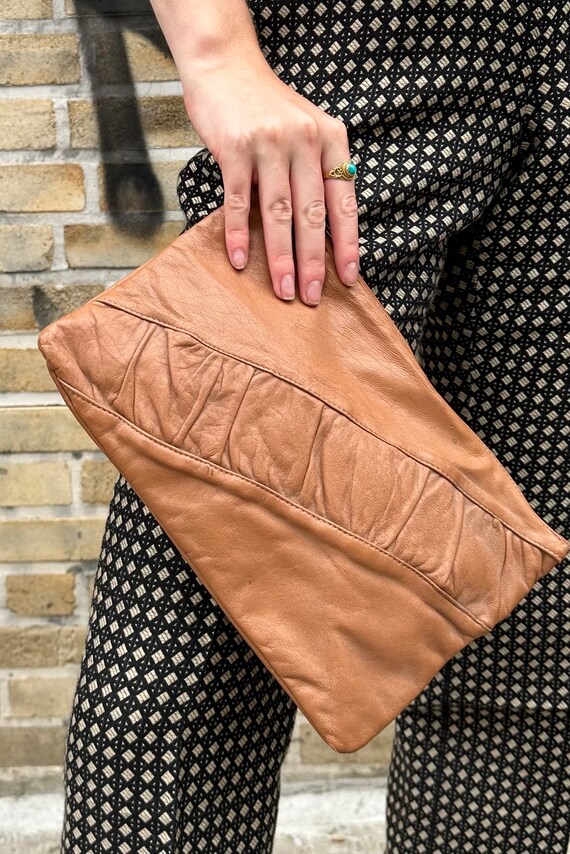 Brown - Handcrafted Leather Clutch Purse