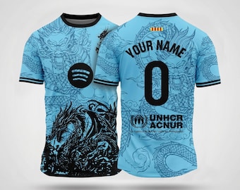 Barcelona Blue Dragon Concept Jersey – Custom Name & Number Football Shirt