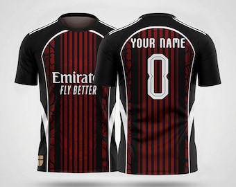 Milan Blackline Pro Concept-shirt – aangepaste naam en nummer voetbalshirt