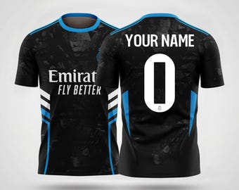 Camiseta negra grunge del Madrid: nombre y número personalizados
