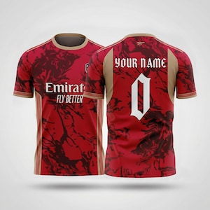 Arsenal Crimson Marble Concept Jersey – Custom Name & Number Football Shirt