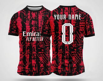 Milan Dark Red Grunge Concept Jersey – Custom Name & Number Football Shirt