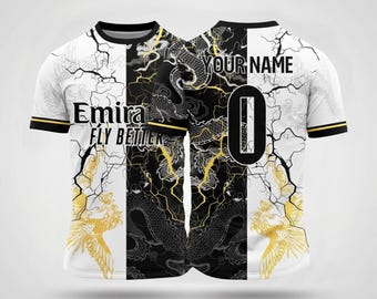 Camiseta del Madrid Fantasy Electric Dragon Concept: Camiseta de fútbol personalizada con nombre y número